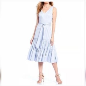 ANTONIO MELANI Light Blue Tiered Midi Dress